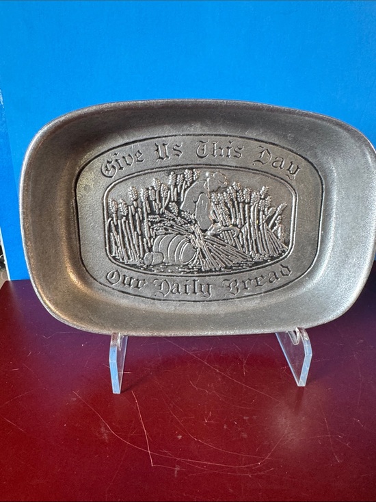 Wilton Armetale Other - Wilton Armetale Pewter Bread Tray Give Us This Day Our Daily Bread Metal Decor